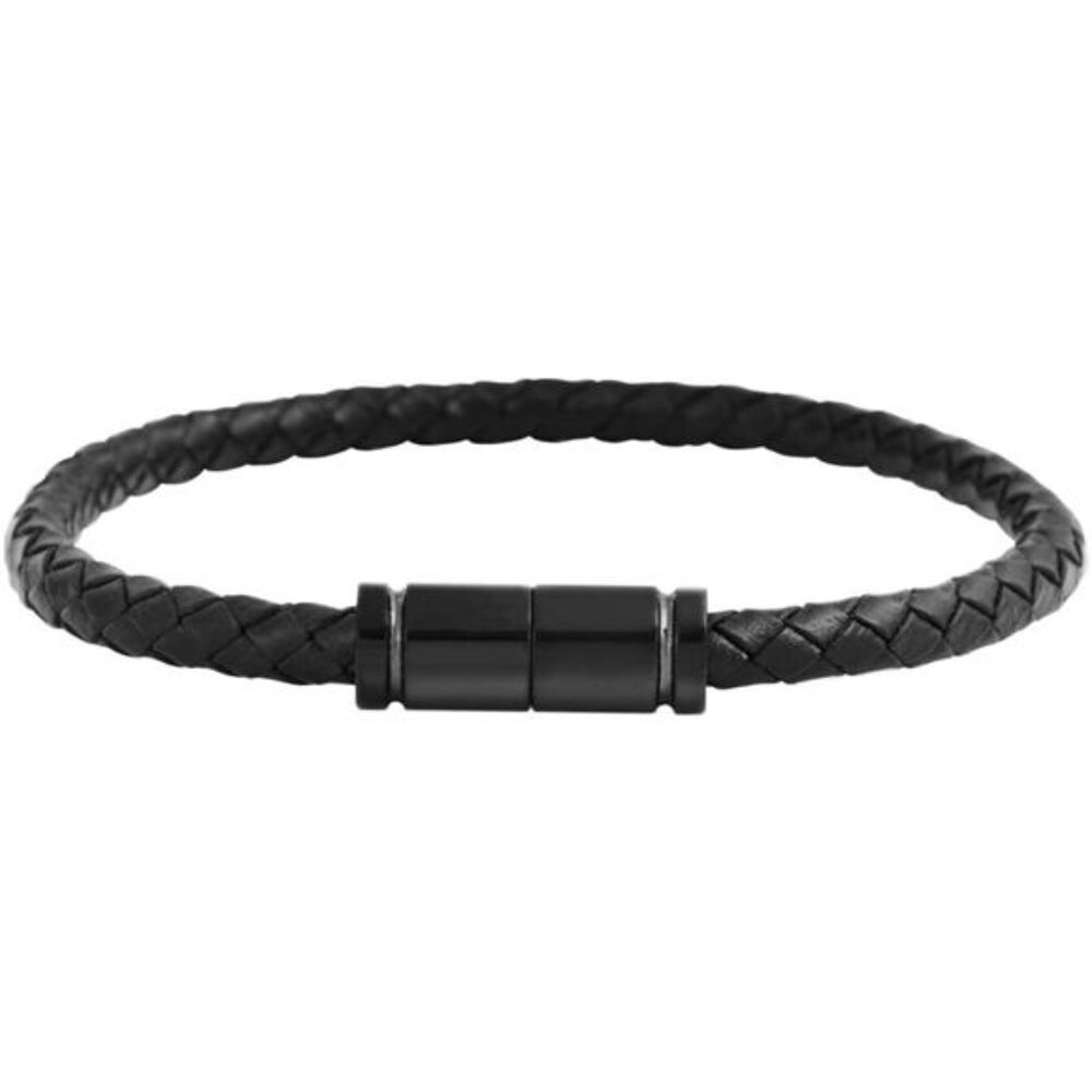 Stainless Steel Men's Braided Leather Bracelet